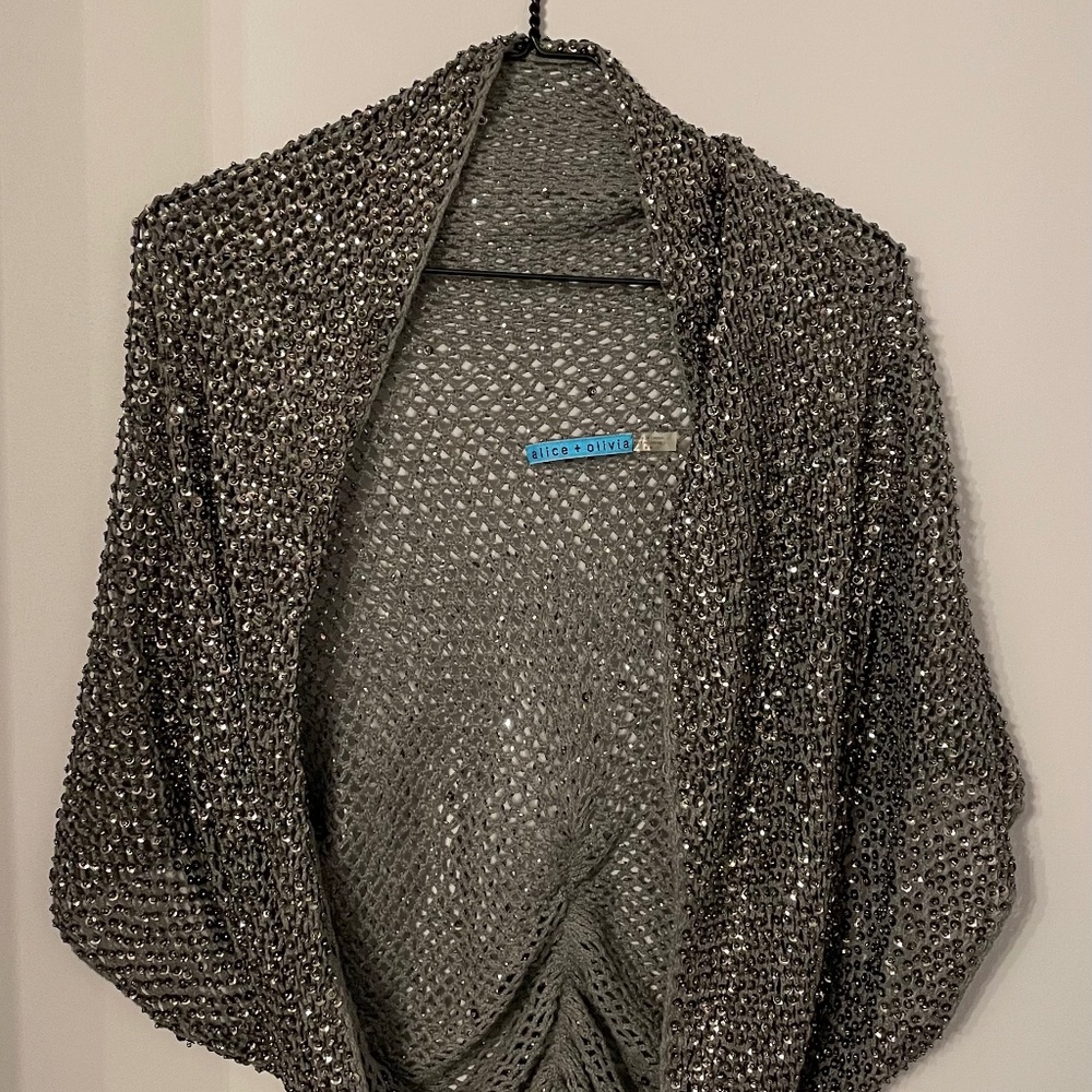 Alice and Olivia BRIANNA Knit Sequins Shrug